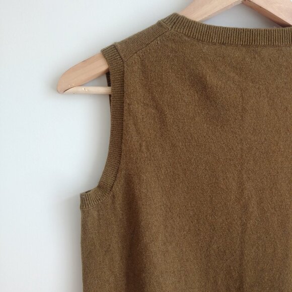 Ann Taylor wool sleeveless sweater top olive green Small Petite buttons - Picture 9 of 15